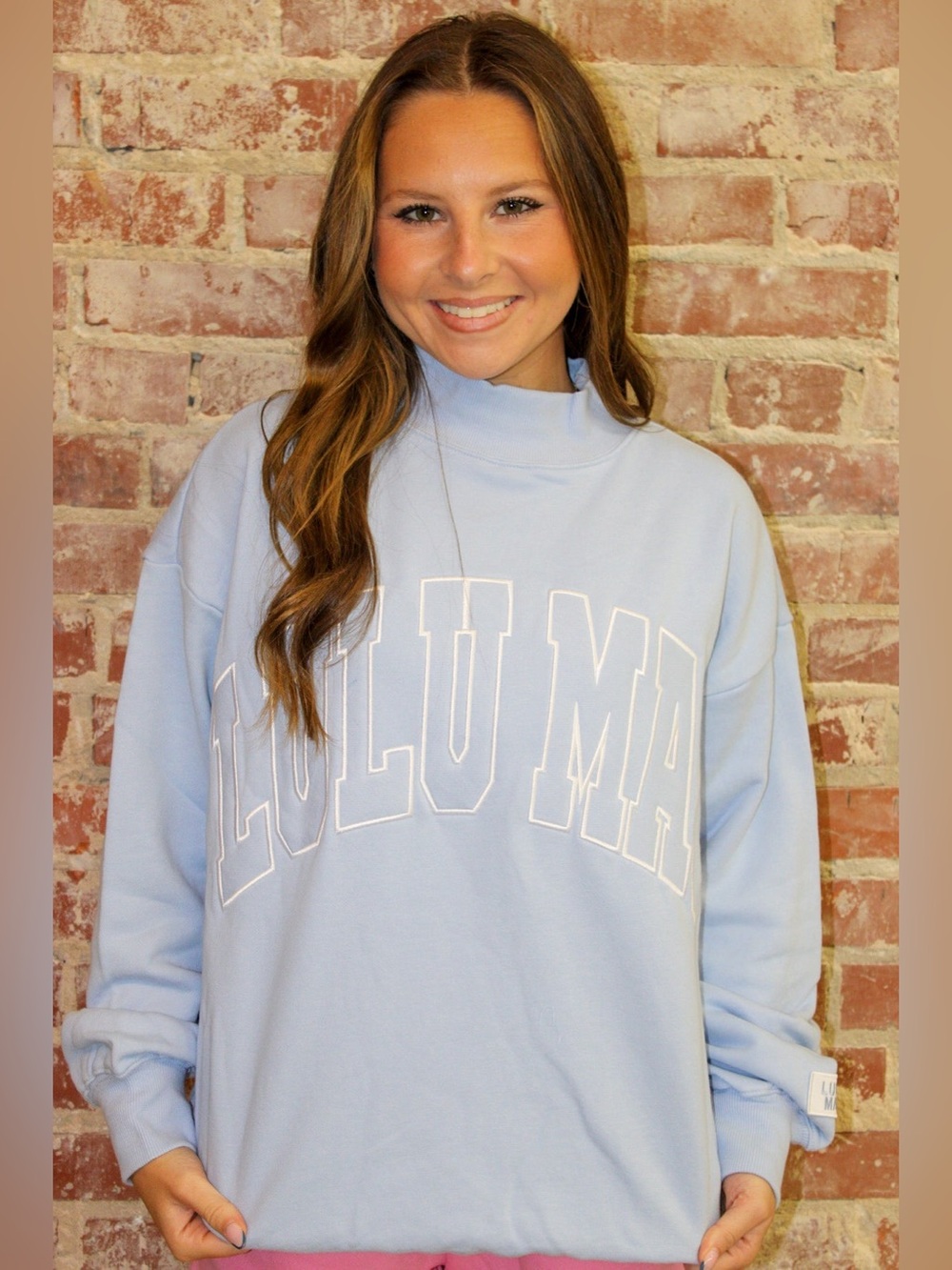 LULU MAC STITCH MOCKNECK TERRY CLOTH TOP-BUBBLEGUM